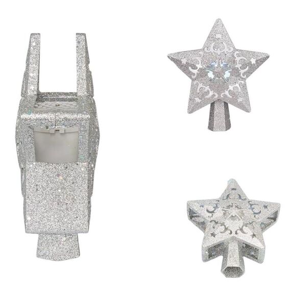 DUSHX Christmas Tree Toppers 3D Projector LED Lights Decorations, Glitter star C - Picture 3 of 4